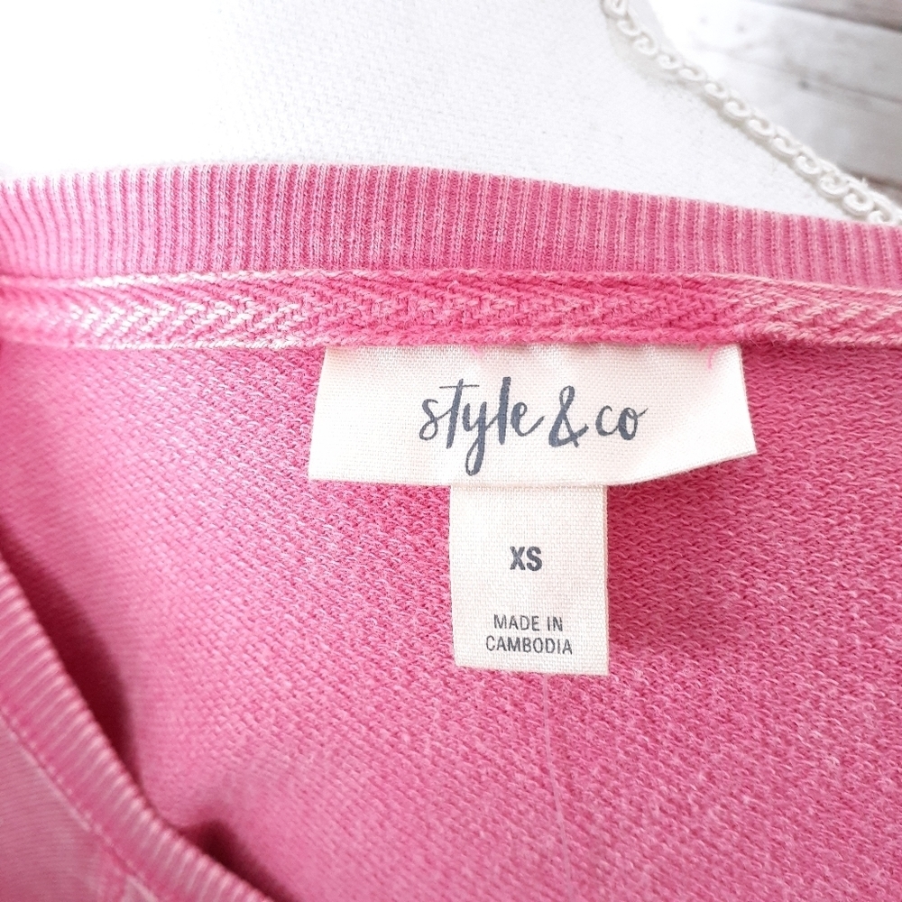Style & Co Sweatshirt Heart Pink Love 958 - Picture 4 of 6